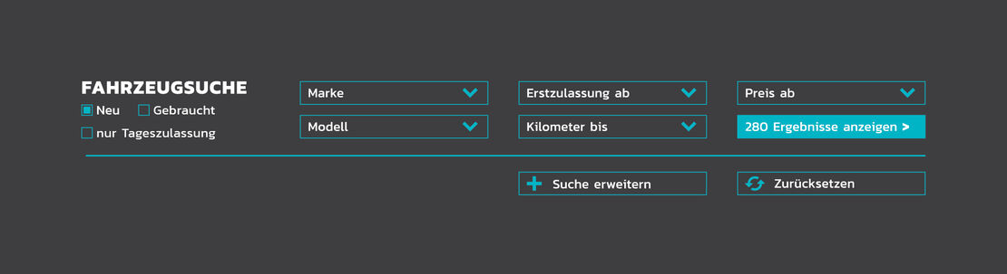 Fahrzeugsuche auf der Autohaus Rakel-Website